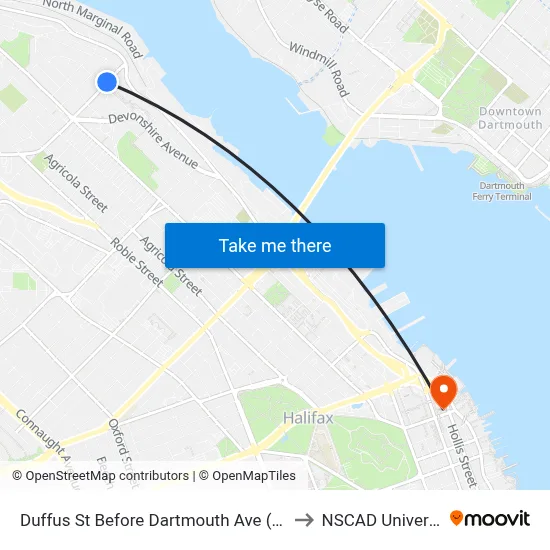 Duffus St Before Dartmouth Ave (6588) to NSCAD University map