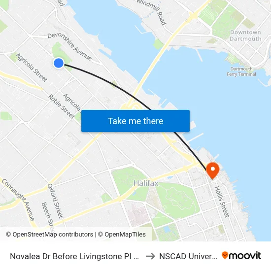 Novalea Dr Before Livingstone Pl (7364) to NSCAD University map