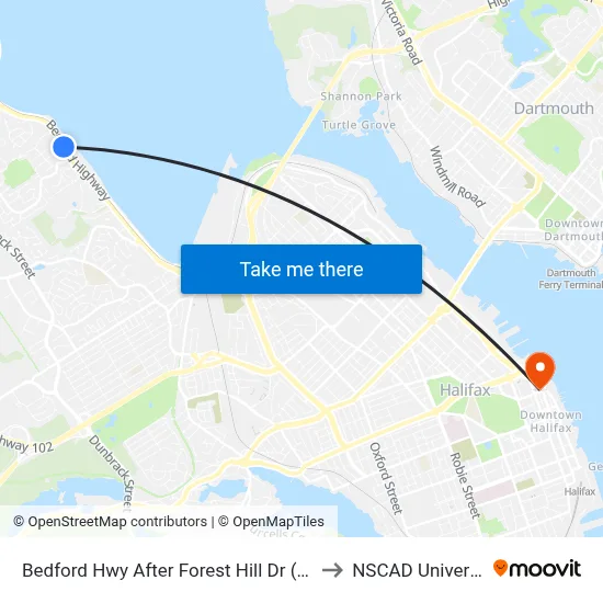 Bedford Hwy After Forest Hill Dr (6252) to NSCAD University map