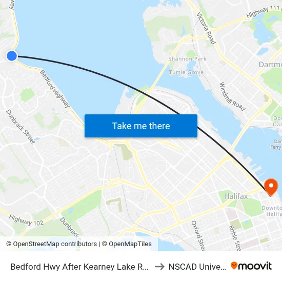 Bedford Hwy After Kearney Lake Rd (6256) to NSCAD University map
