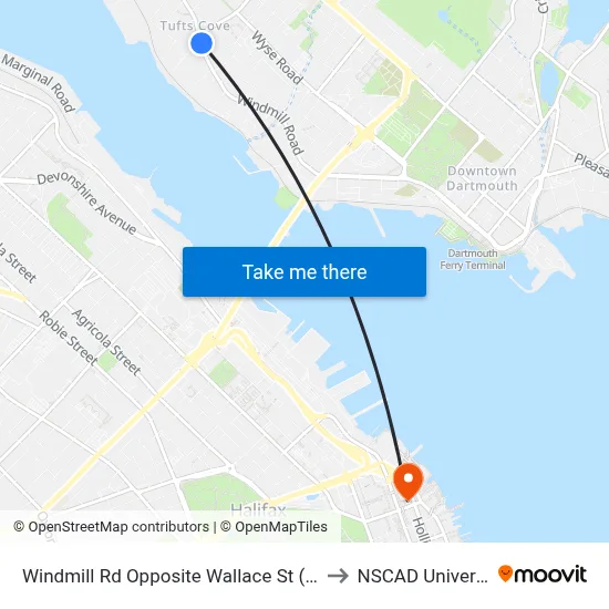 Windmill Rd Opposite Wallace St (8546) to NSCAD University map