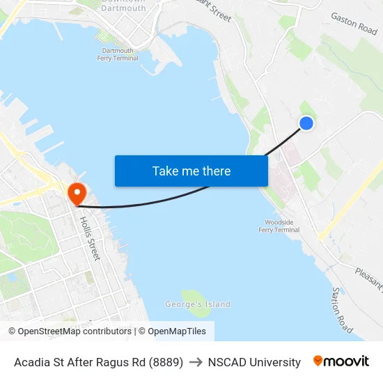 Acadia St After Ragus Rd (8889) to NSCAD University map
