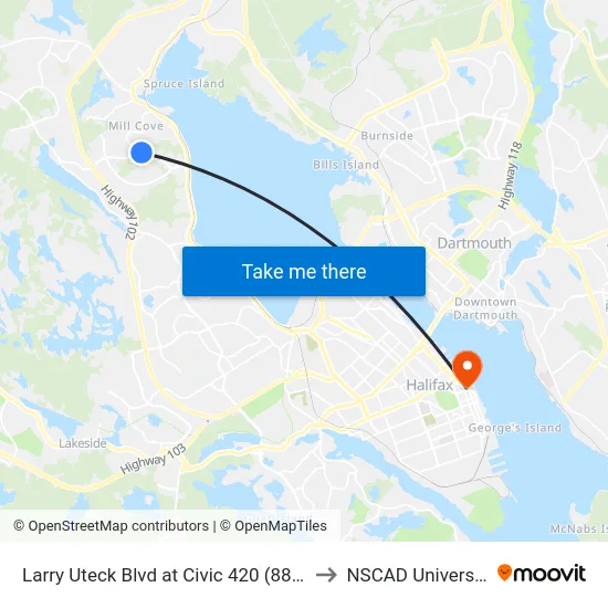 Larry Uteck Blvd at Civic 420 (8880) to NSCAD University map