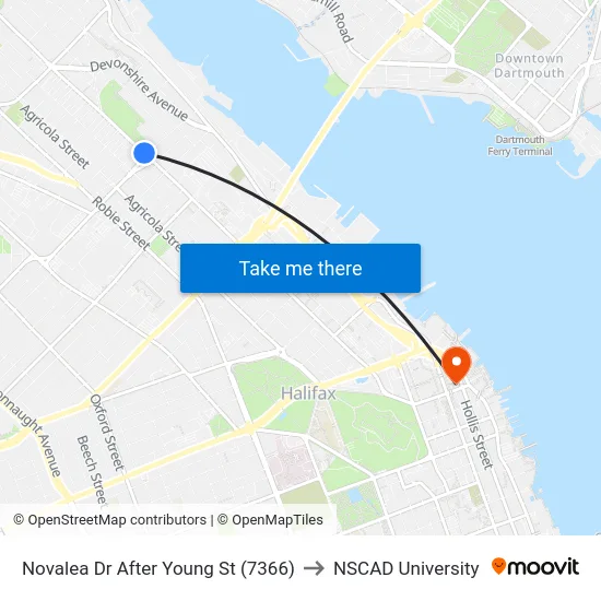 Novalea Dr After Young St (7366) to NSCAD University map