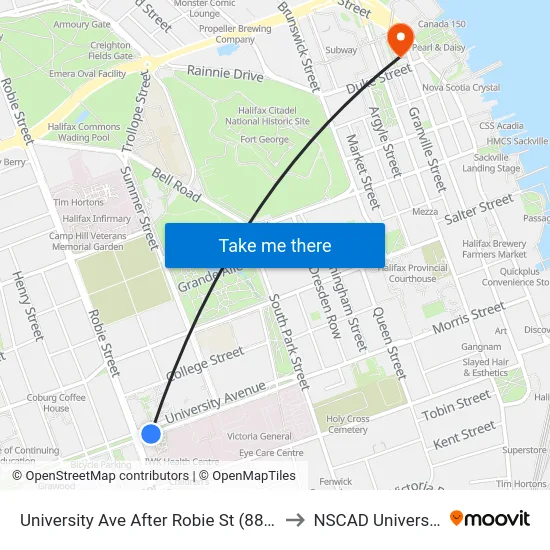 University Ave After Robie St (8883) to NSCAD University map