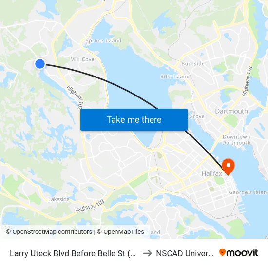 Larry Uteck Blvd Before Belle St (7027) to NSCAD University map