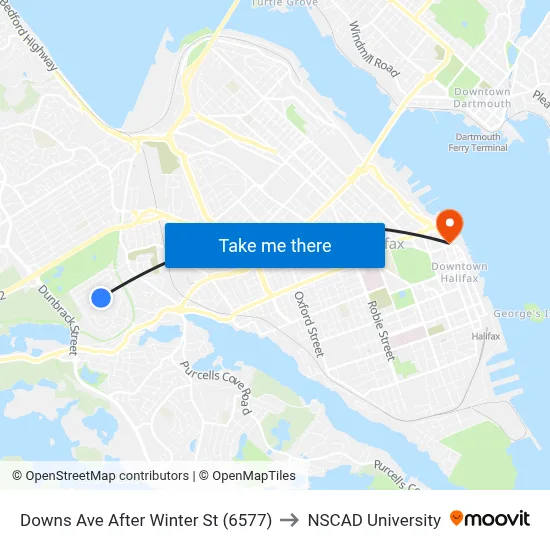Downs Ave After Winter St (6577) to NSCAD University map