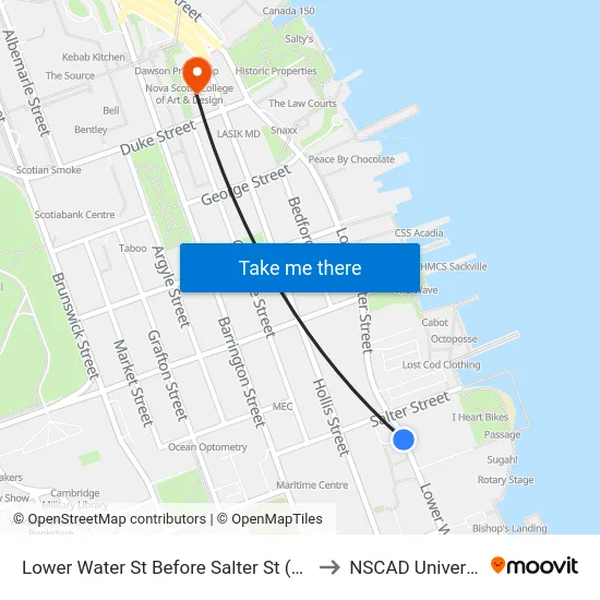 Lower Water St Before Salter St (9006) to NSCAD University map