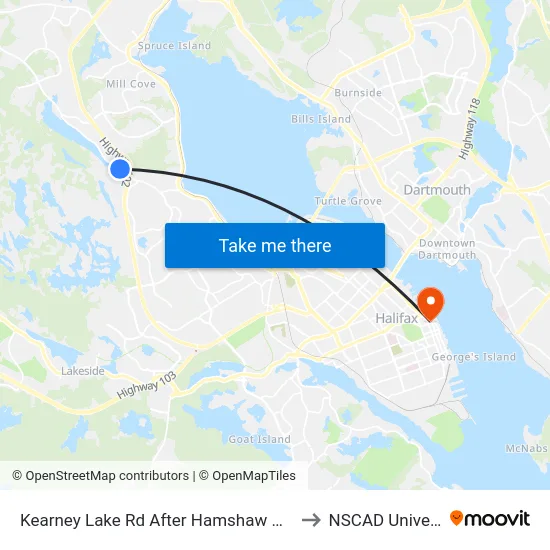 Kearney Lake Rd After Hamshaw Dr (7020) to NSCAD University map