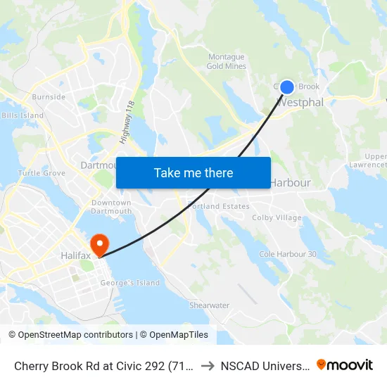 Cherry Brook Rd at Civic 292 (7157) to NSCAD University map