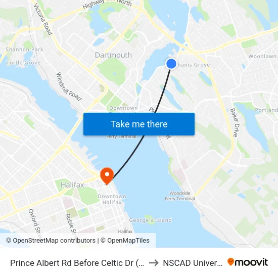Prince Albert Rd Before Celtic Dr (8069) to NSCAD University map