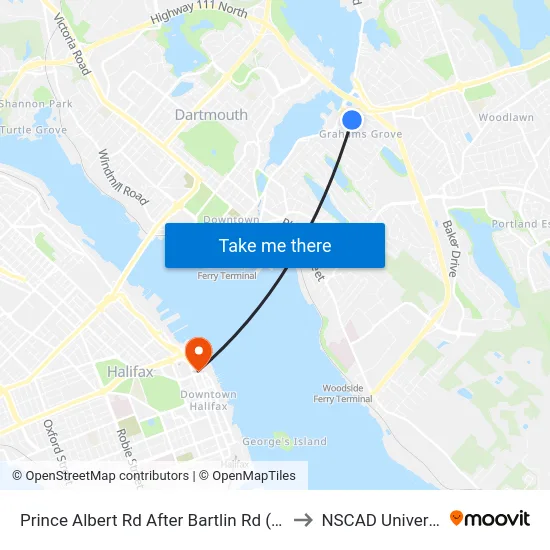 Prince Albert Rd After Bartlin Rd (8066) to NSCAD University map