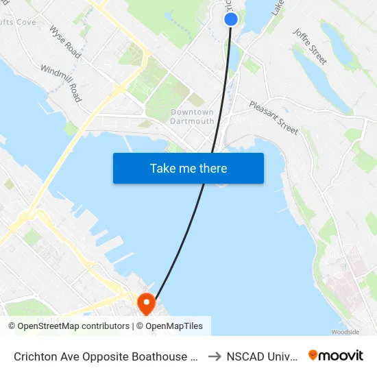 Crichton Ave Opposite Boathouse Ln (6528) to NSCAD University map