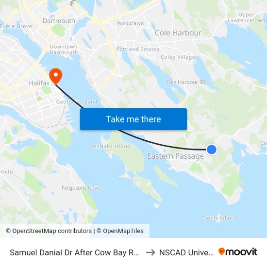 Samuel Danial Dr After Cow Bay Rd (8669) to NSCAD University map