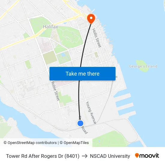 Tower Rd After Rogers Dr (8401) to NSCAD University map