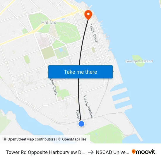 Tower Rd Opposite Harbourview Dr (8407) to NSCAD University map