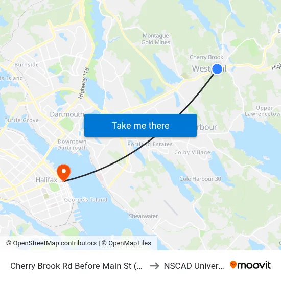 Cherry Brook Rd Before Main St (6419) to NSCAD University map