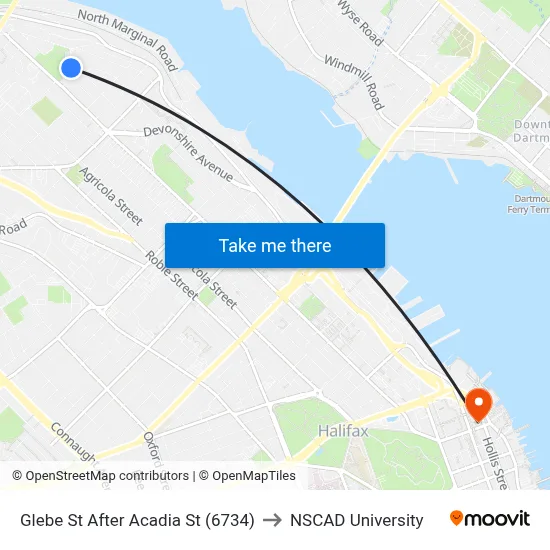 Glebe St After Acadia St (6734) to NSCAD University map
