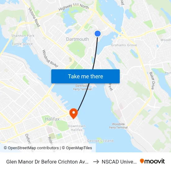 Glen Manor Dr Before Crichton Ave (6735) to NSCAD University map