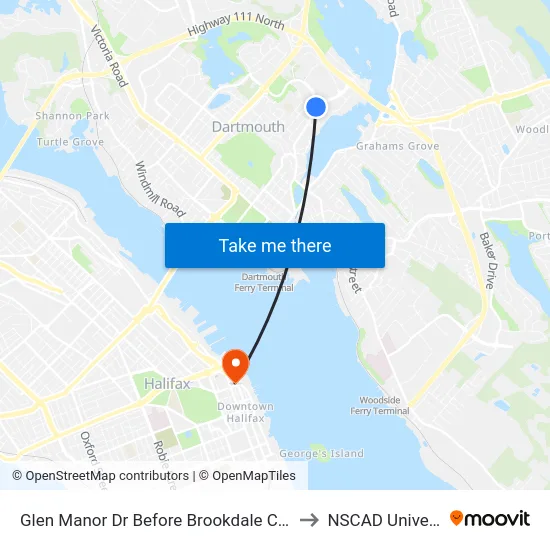 Glen Manor Dr Before Brookdale Cr (6736) to NSCAD University map