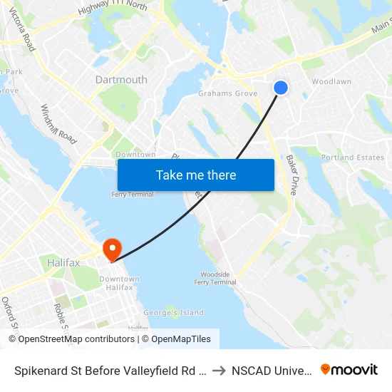 Spikenard St Before Valleyfield Rd (8319) to NSCAD University map