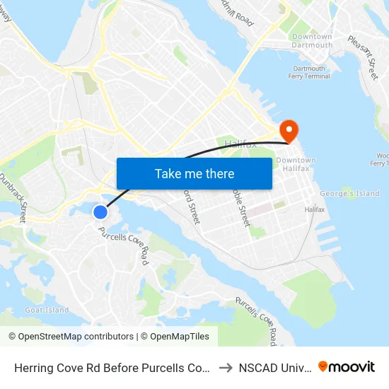 Herring Cove Rd Before Purcells Cove Rd (6903) to NSCAD University map