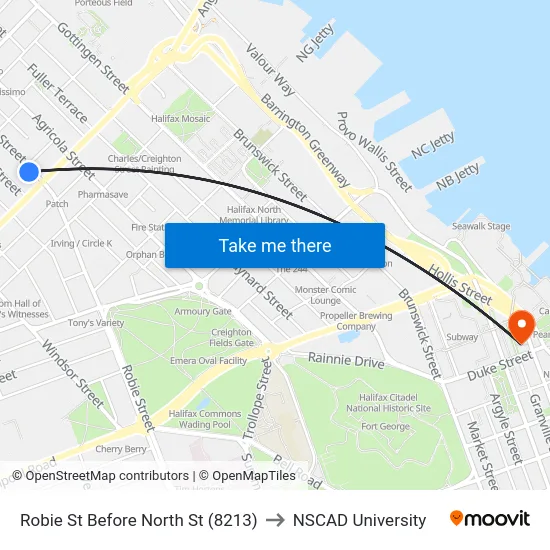 Robie St Before North St (8213) to NSCAD University map