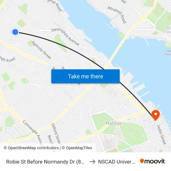 Robie St Before Normandy Dr (8212) to NSCAD University map