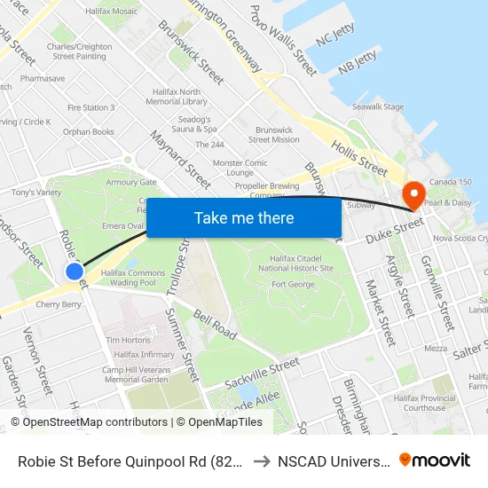 Robie St Before Quinpool Rd (8214) to NSCAD University map
