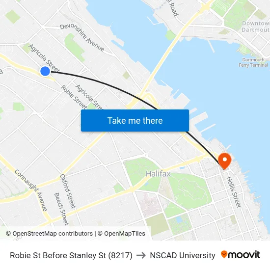Robie St Before Stanley St (8217) to NSCAD University map