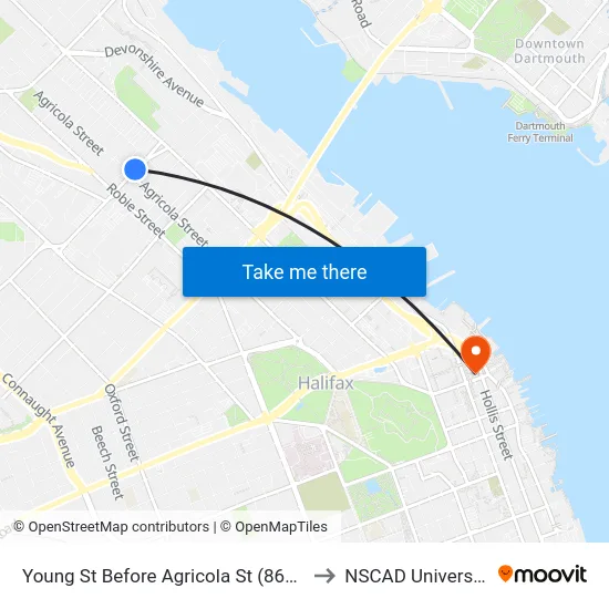 Young St Before Agricola St (8631) to NSCAD University map