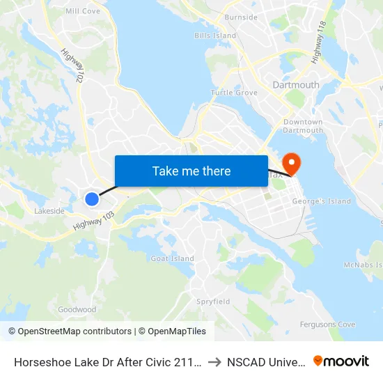 Horseshoe Lake Dr After Civic 211 (6395) to NSCAD University map