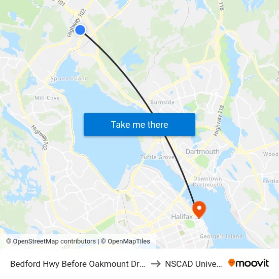 Bedford Hwy Before Oakmount Dr (6266) to NSCAD University map