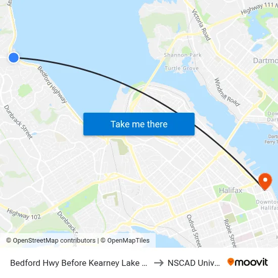 Bedford Hwy Before Kearney Lake Rd (6268) to NSCAD University map