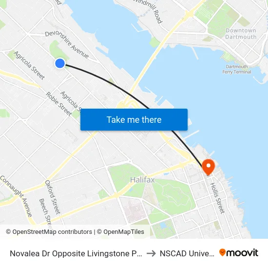 Novalea Dr Opposite Livingstone Pl (7377) to NSCAD University map