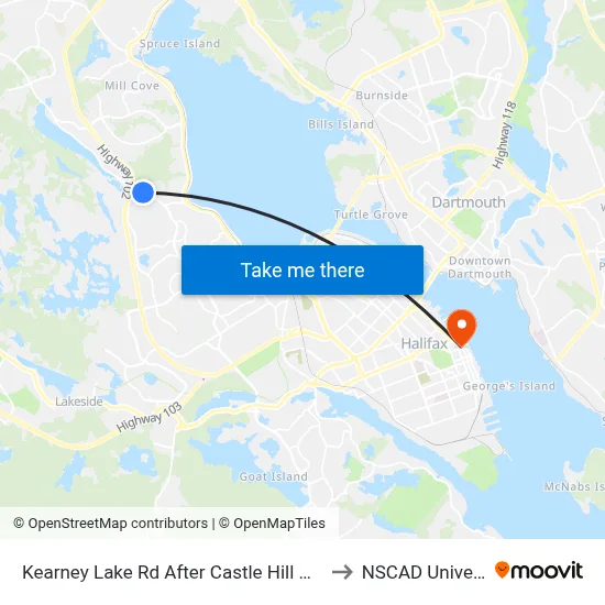 Kearney Lake Rd After Castle Hill Dr (7016) to NSCAD University map