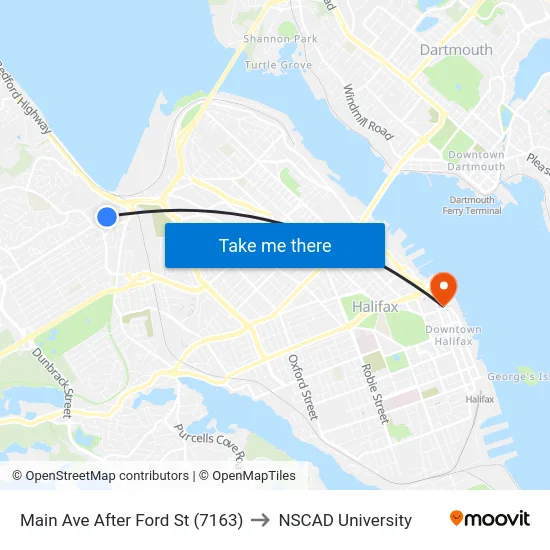 Main Ave After Ford St (7163) to NSCAD University map