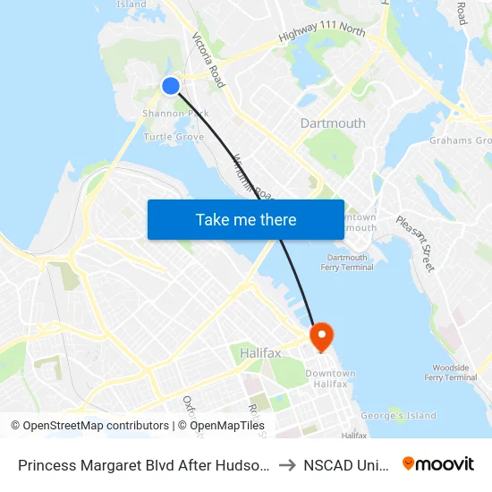 Princess Margaret Blvd After Hudson Way (8070) to NSCAD University map