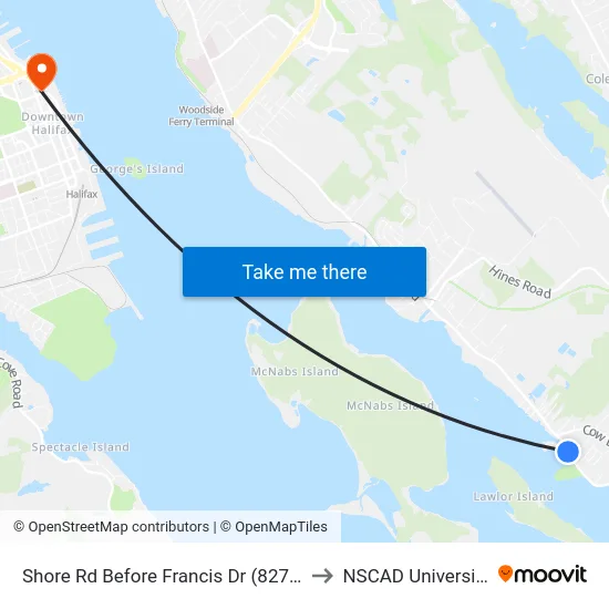 Shore Rd Before Francis Dr (8275) to NSCAD University map