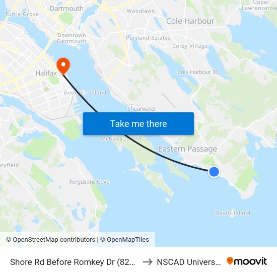 Shore Rd Before Romkey Dr (8273) to NSCAD University map