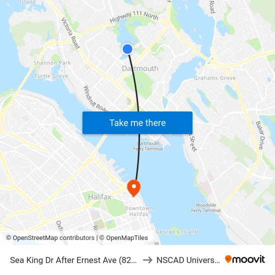 Sea King Dr After Ernest Ave (8264) to NSCAD University map