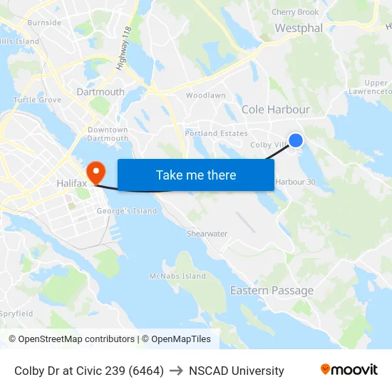 Colby Dr at Civic 239 (6464) to NSCAD University map