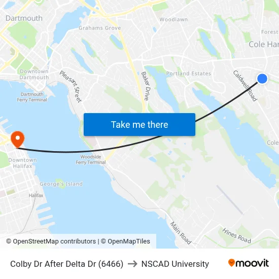 Colby Dr After Delta Dr (6466) to NSCAD University map