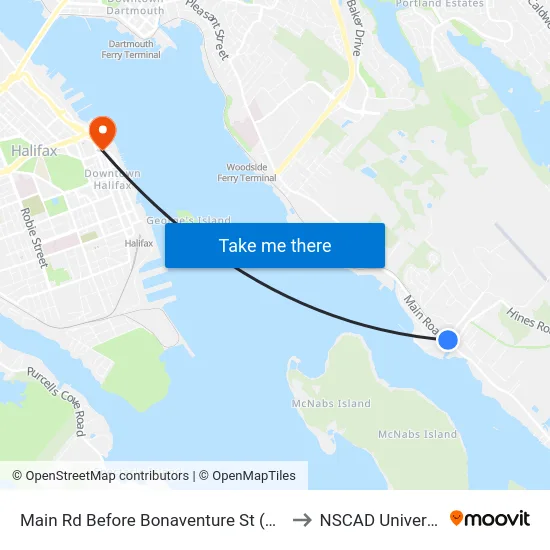 Main Rd Before Bonaventure St (7486) to NSCAD University map