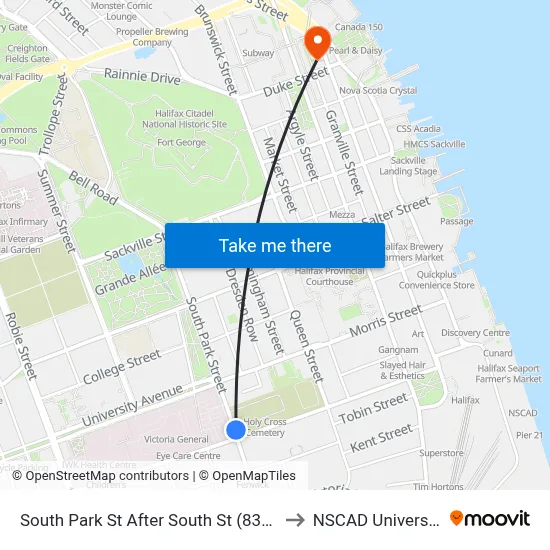 South Park St After South St (8307) to NSCAD University map