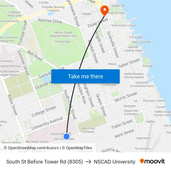 South St Before Tower Rd (8305) to NSCAD University map