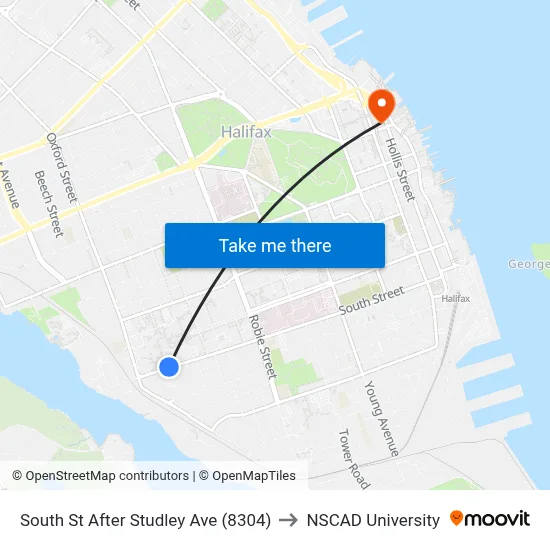 South St After Studley Ave (8304) to NSCAD University map