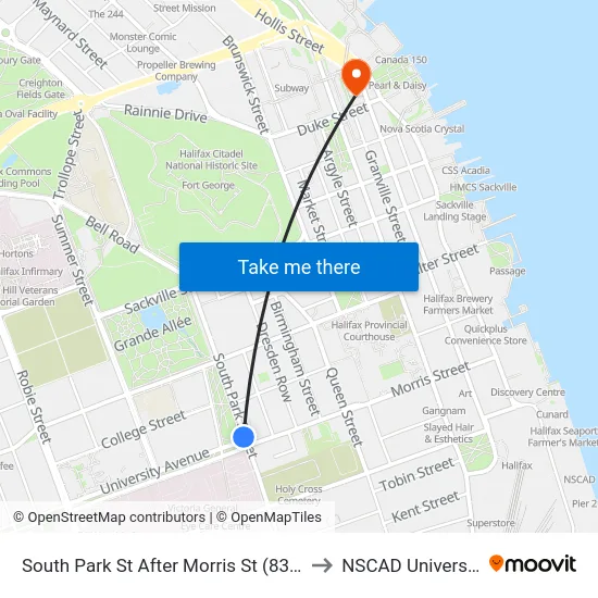South Park St After Morris St (8309) to NSCAD University map
