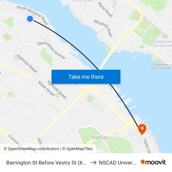 Barrington St Before Vestry St (6098) to NSCAD University map