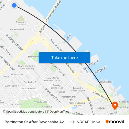 Barrington St After Devonshire Ave (6090) to NSCAD University map